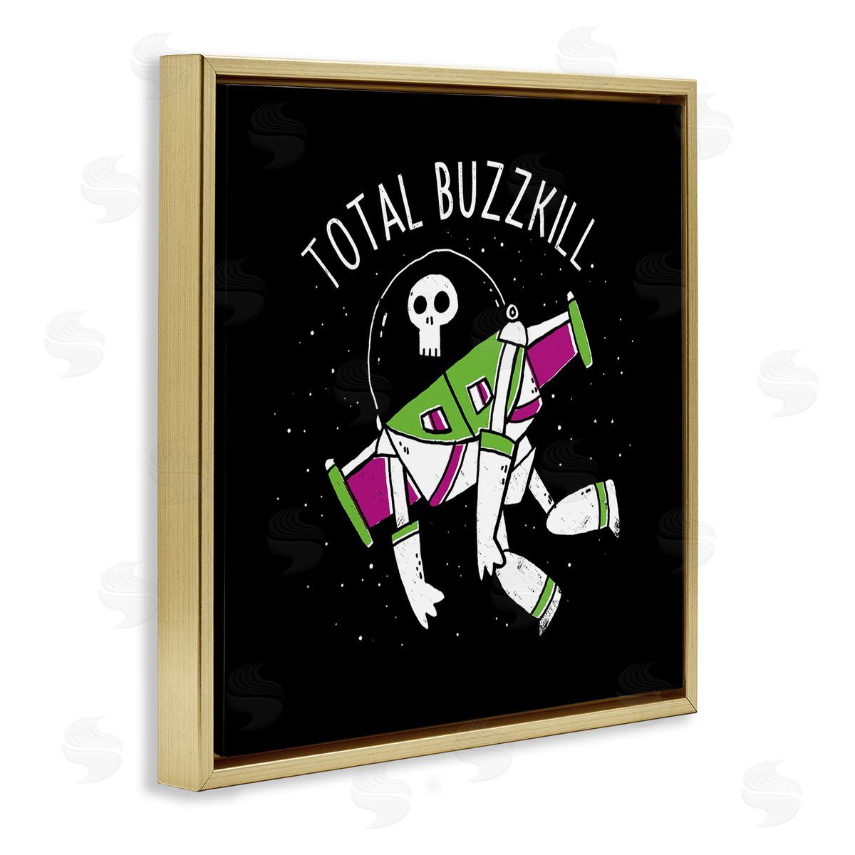 Total Buzzkill Toy Parody Gold Floating Frame Canvas Wall Art, Home Decor by Michael Buxton