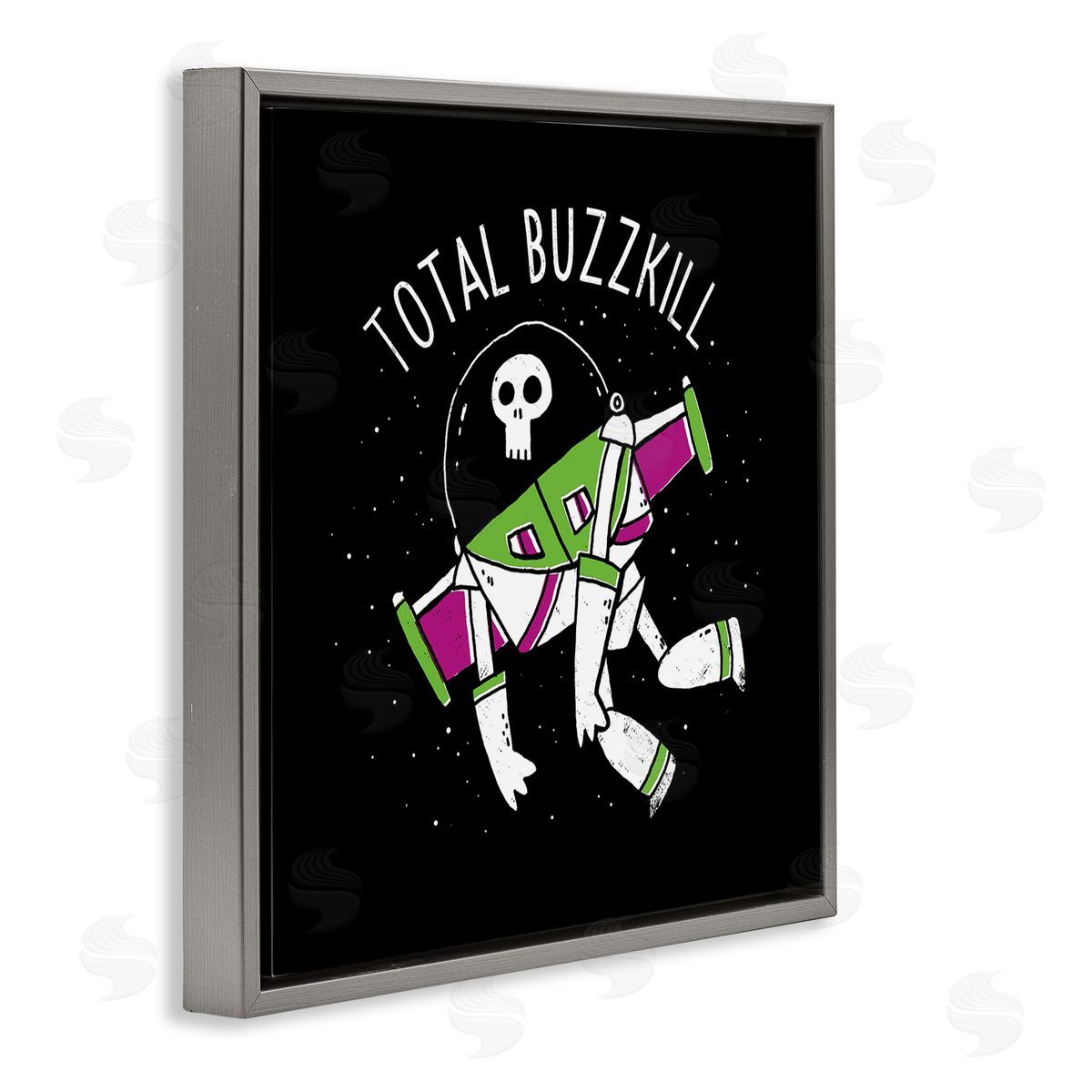 Total Buzzkill Toy Parody Grey Floating Frame Canvas Wall Art, Home Decor by Michael Buxton