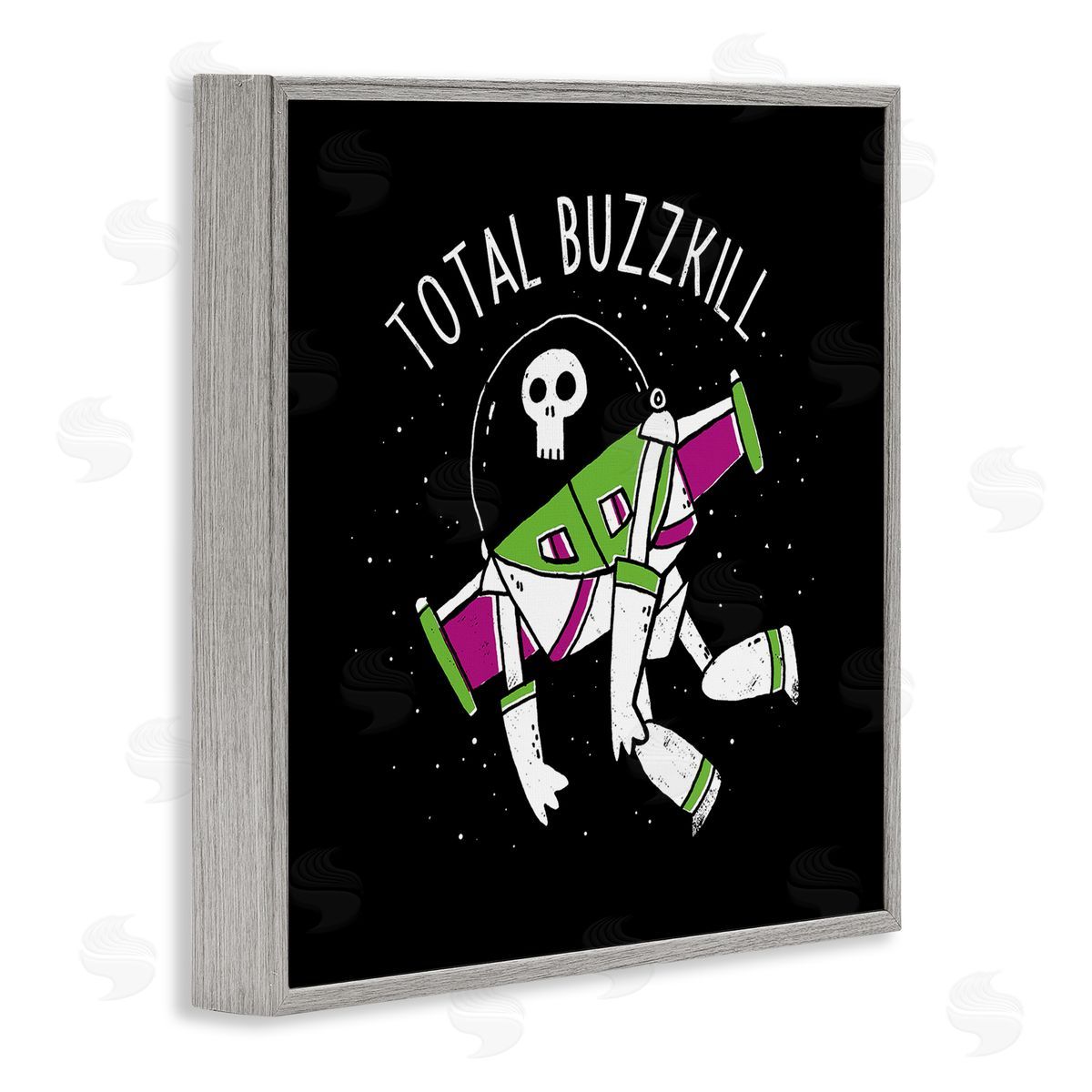 Total Buzzkill Toy Parody Grey Frame Print Wall Art, Home Decor by Michael Buxton