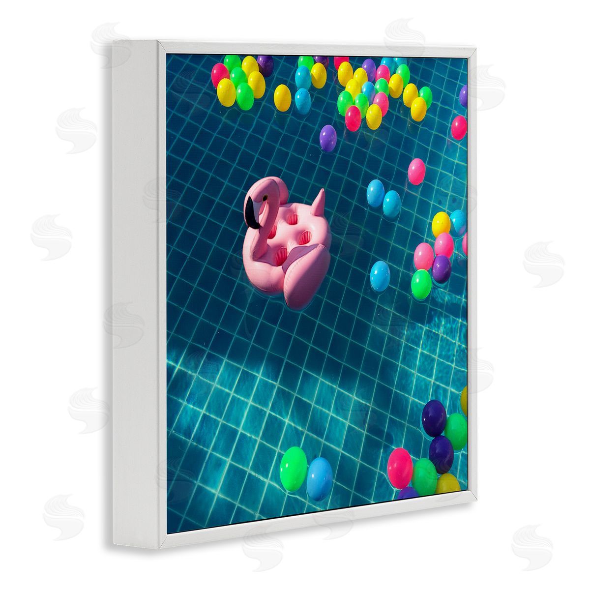 Poolside Pink Flamingo Floatie White Frame Print Wall Art, Home Decor by Ziwei Li