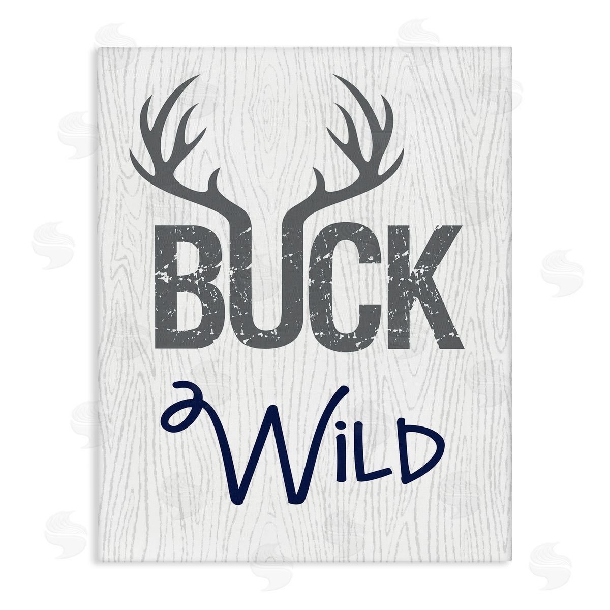 Buck Wild Phrase with Antlers Canvas Wall Art, Home Decor by Ashley Calhoun