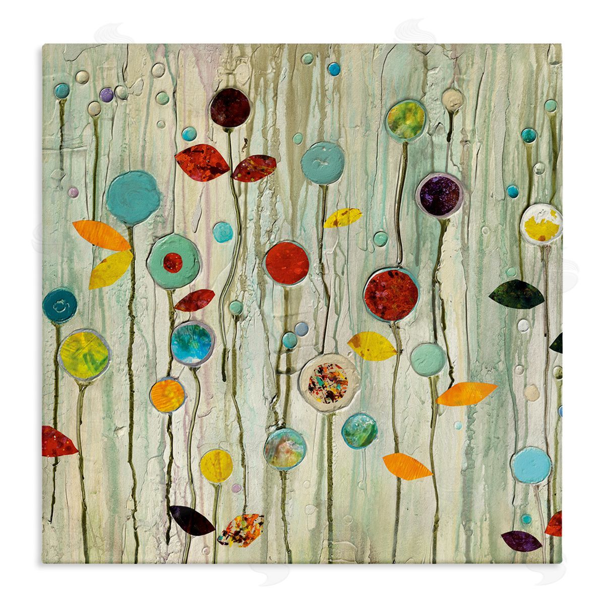 Abstract Whimsical Floral Scene Canvas Wall Art, Home Decor by Classic Collection
