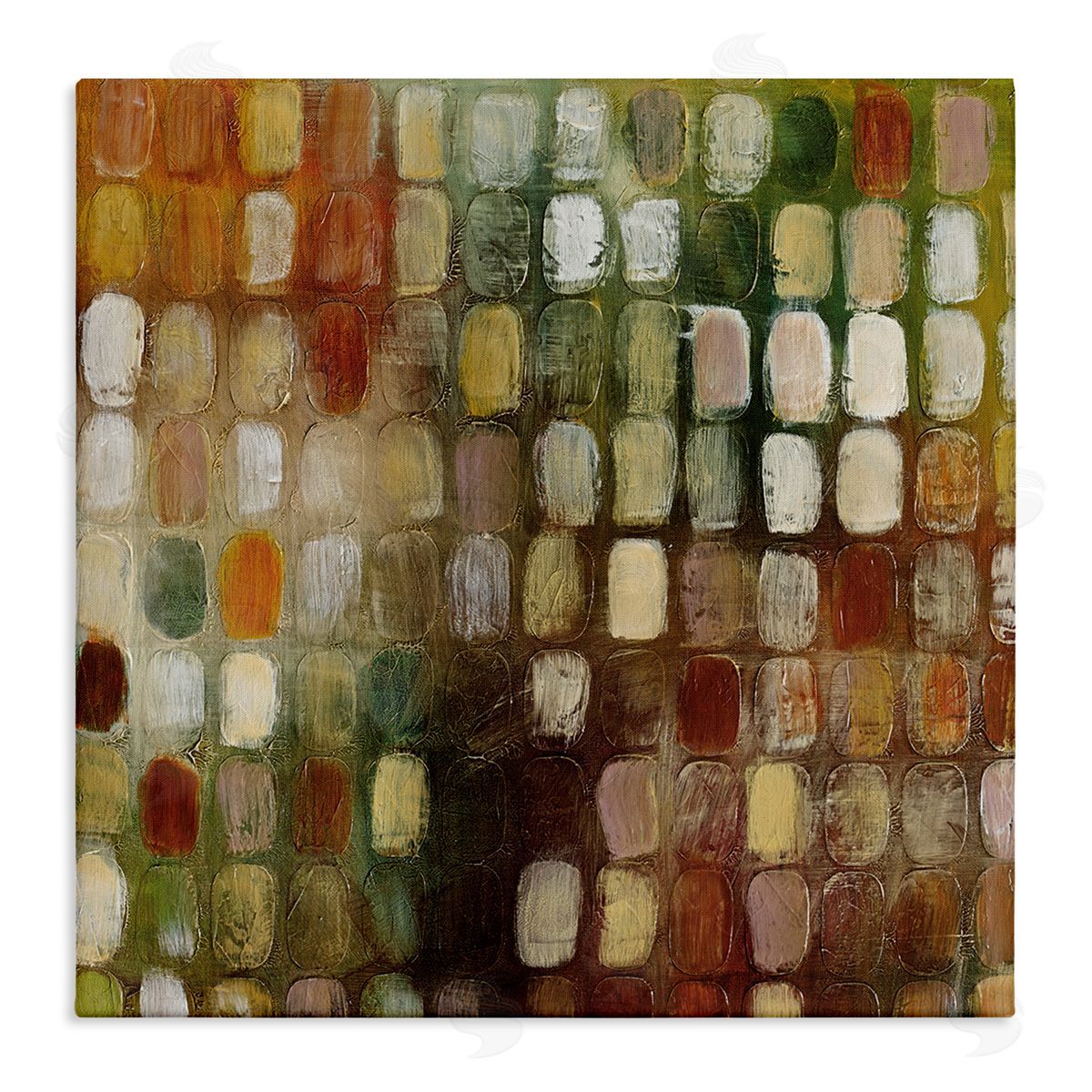 Earth Tone Oval Abstraction Canvas Wall Art, Home Decor by Classic Collection