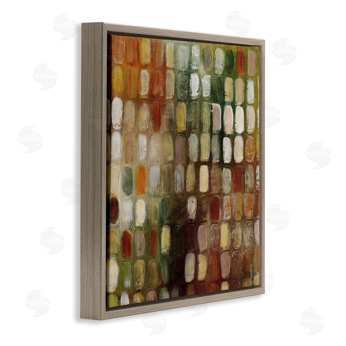 Earth Tone Oval Abstraction Brown Floating Frame Canvas Wall Art, Home Decor by Classic Collection