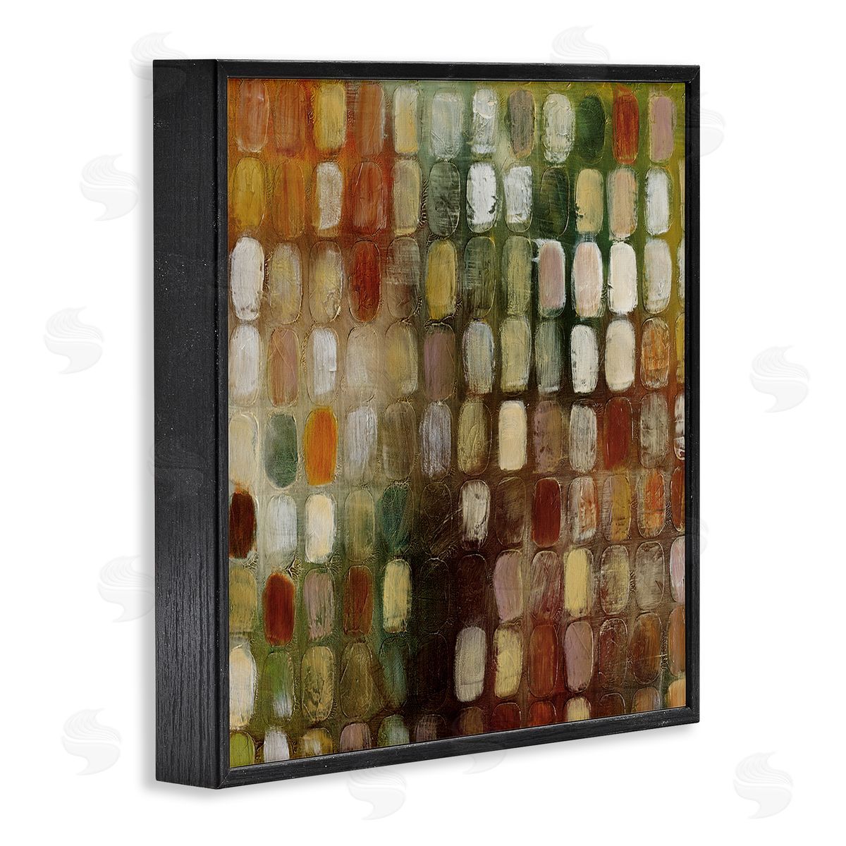 Earth Tone Oval Abstraction Black Frame Print Wall Art, Home Decor by Classic Collection