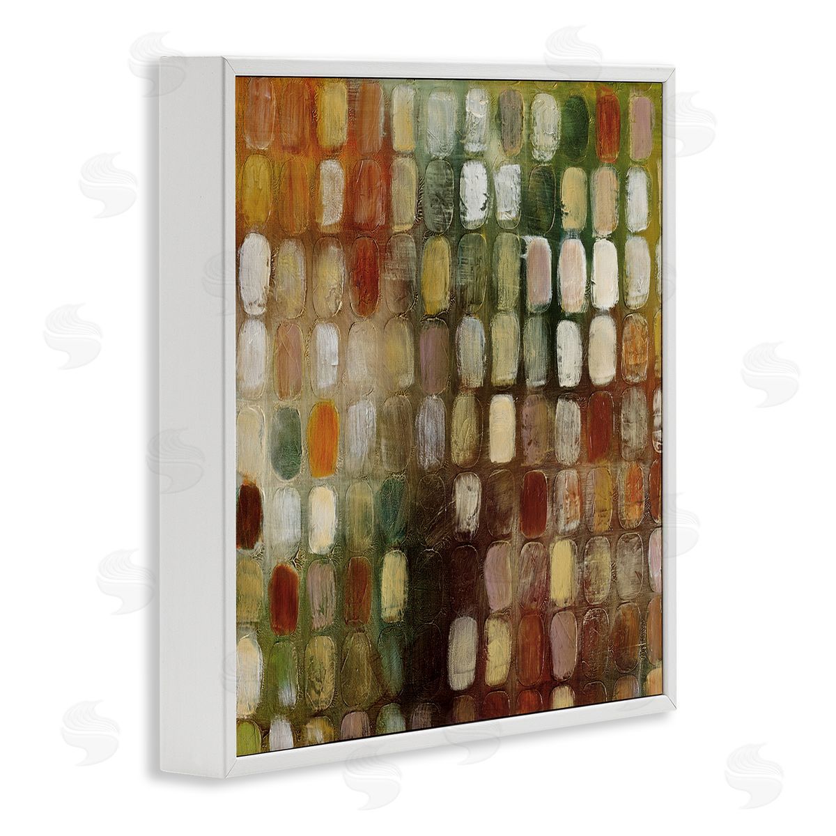 Earth Tone Oval Abstraction White Frame Print Wall Art, Home Decor by Classic Collection
