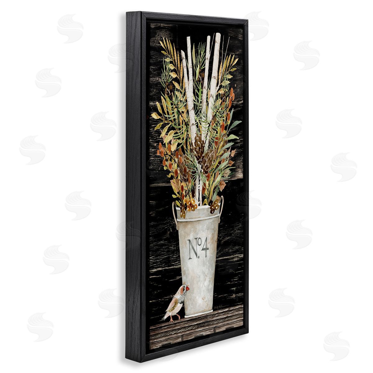 Rustic Forest Greenery Bouquet Black Floating Frame Canvas Wall Art, Home Decor by Cindy Jacobs