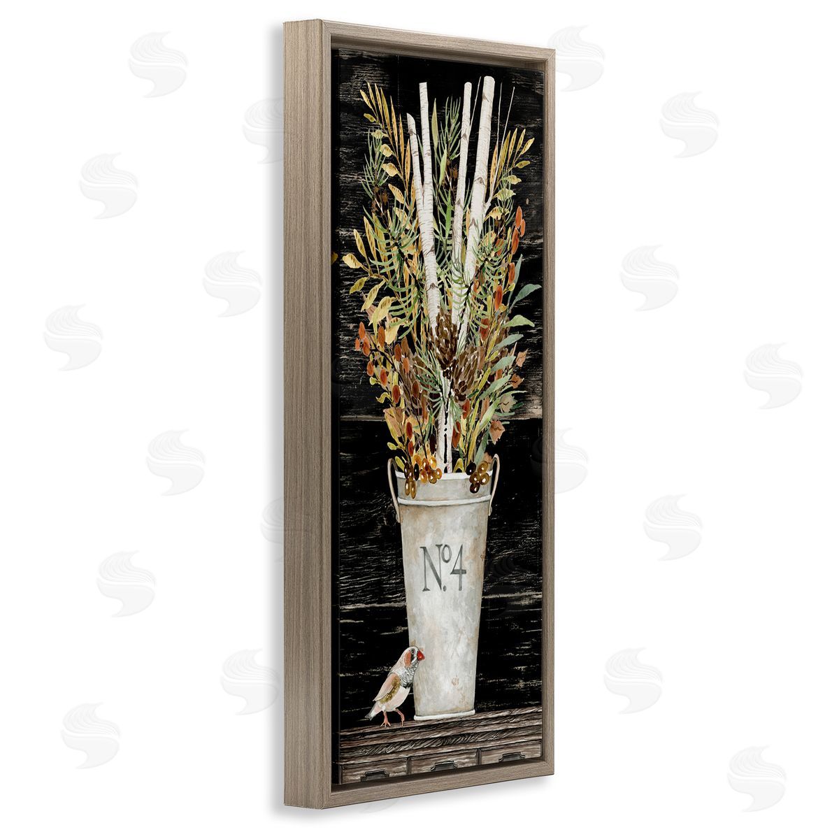 Rustic Forest Greenery Bouquet Brown Floating Frame Canvas Wall Art, Home Decor by Cindy Jacobs