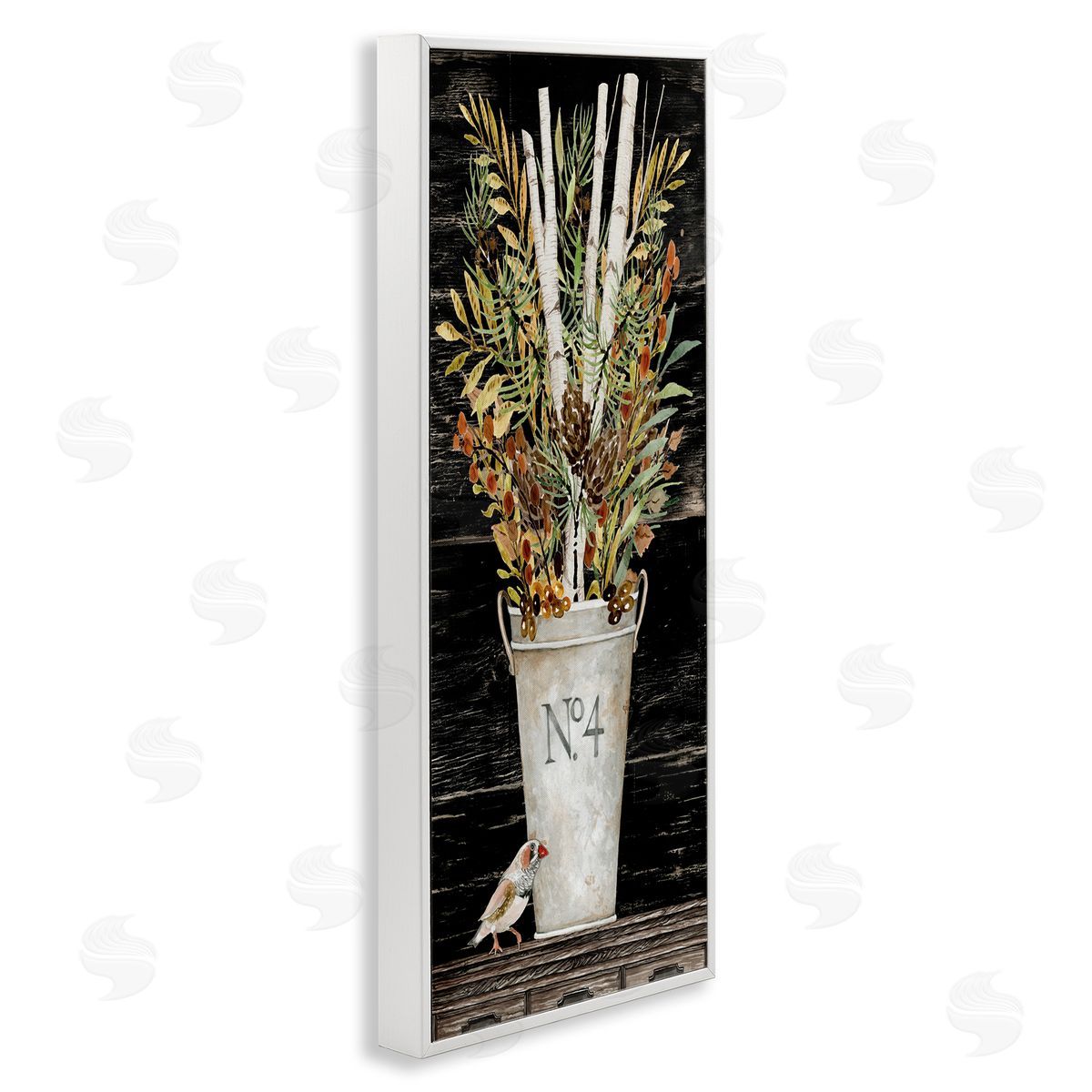 Rustic Forest Greenery Bouquet White Frame Print Wall Art, Home Decor by Cindy Jacobs