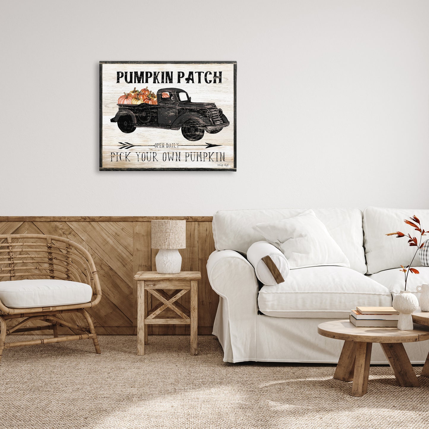 Fall Harvest Picking Sign Canvas Wall Art in Room, Home Decor by Cindy Jacobs