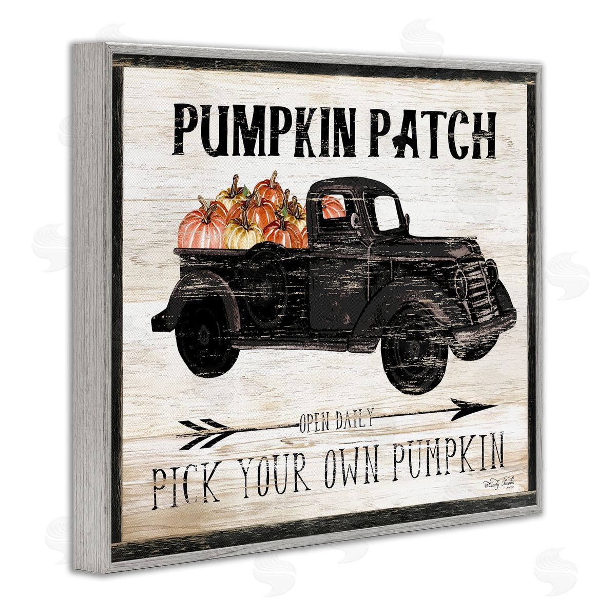 Fall Harvest Picking Sign Grey Frame Print Wall Art, Home Decor by Cindy Jacobs