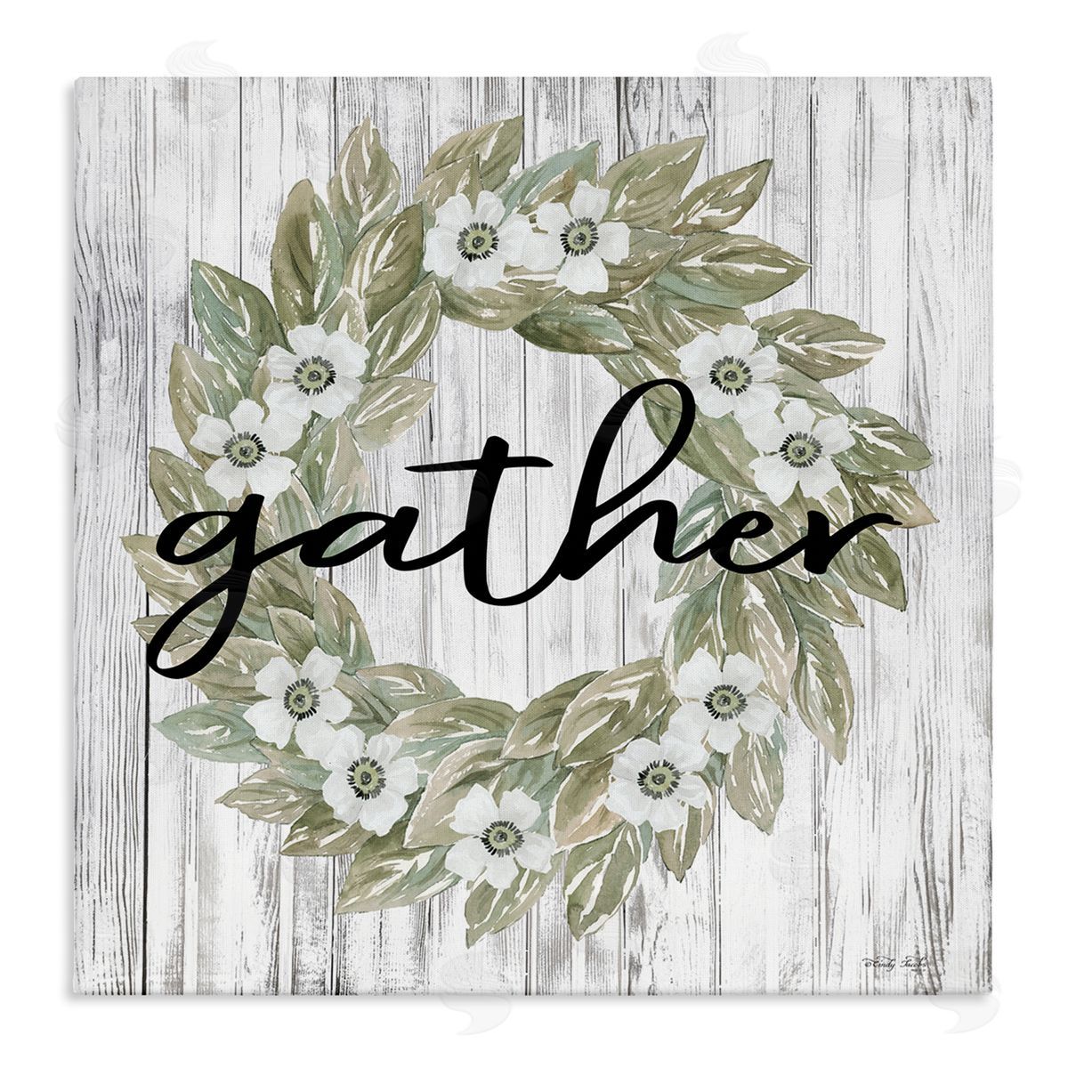 Gather Greenery Wreath Canvas Wall Art, Home Decor by Cindy Jacobs