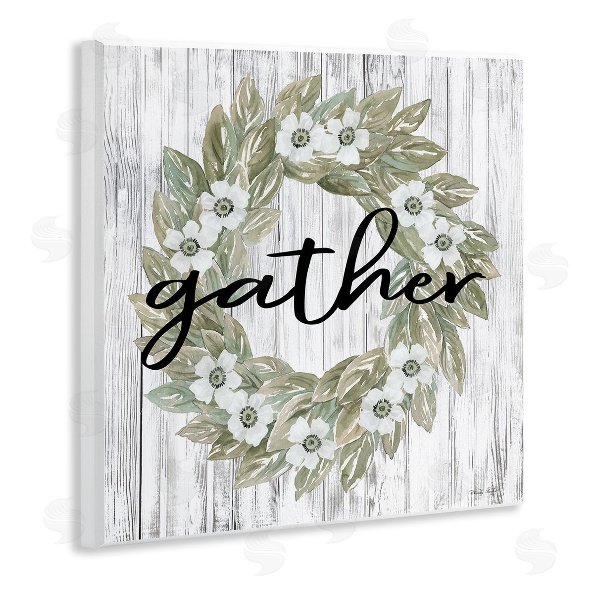 Gather Greenery Wreath Wood Plaque Wall Art, Home Decor by Cindy Jacobs