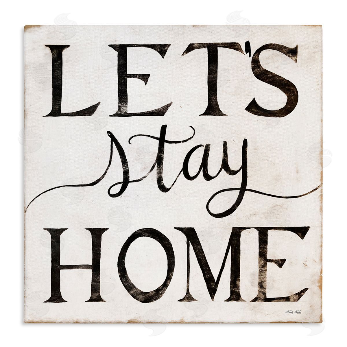 Vintage Let's Stay Home Canvas Wall Art, Home Decor by Cindy Jacobs