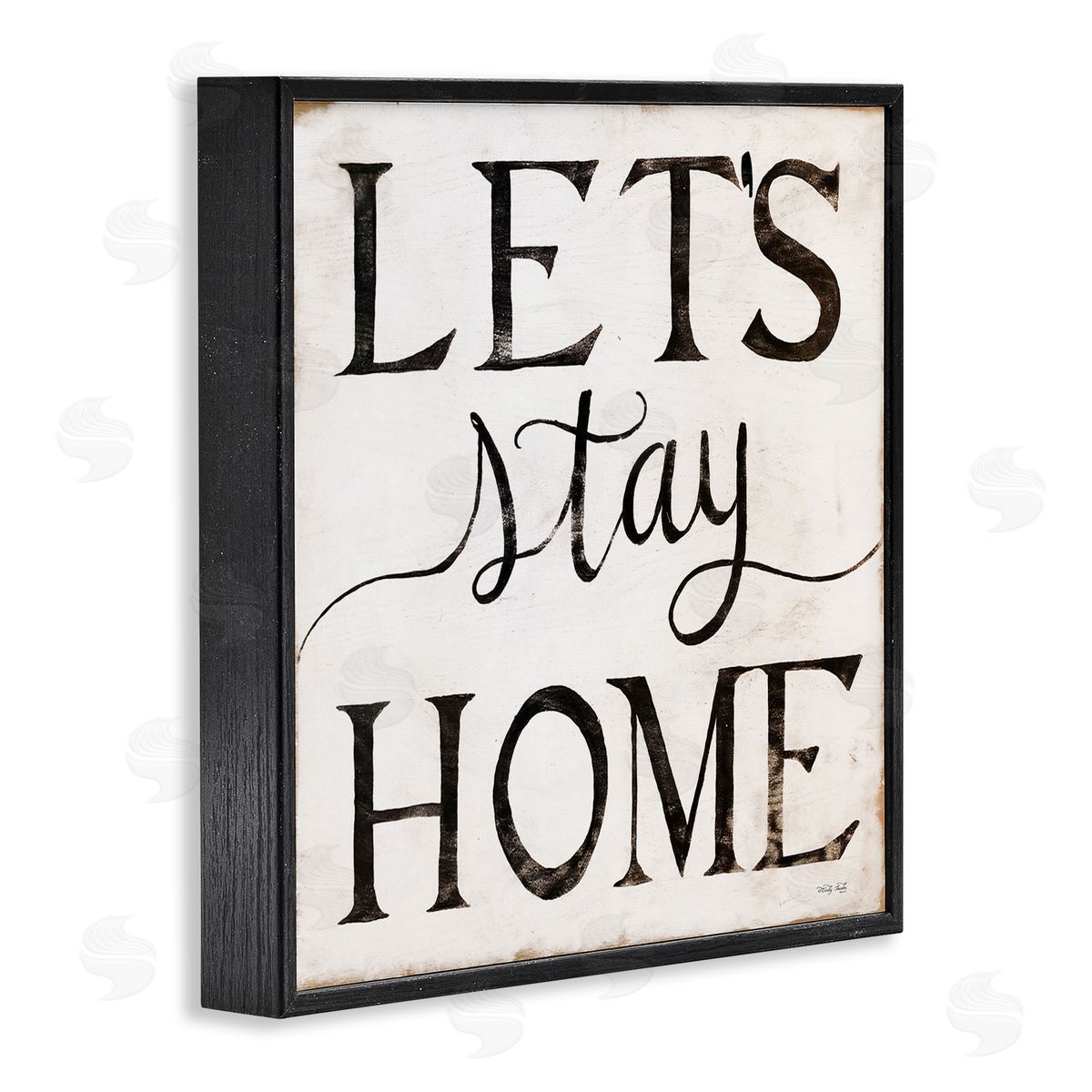 Vintage Let's Stay Home Black Frame Print Wall Art, Home Decor by Cindy Jacobs