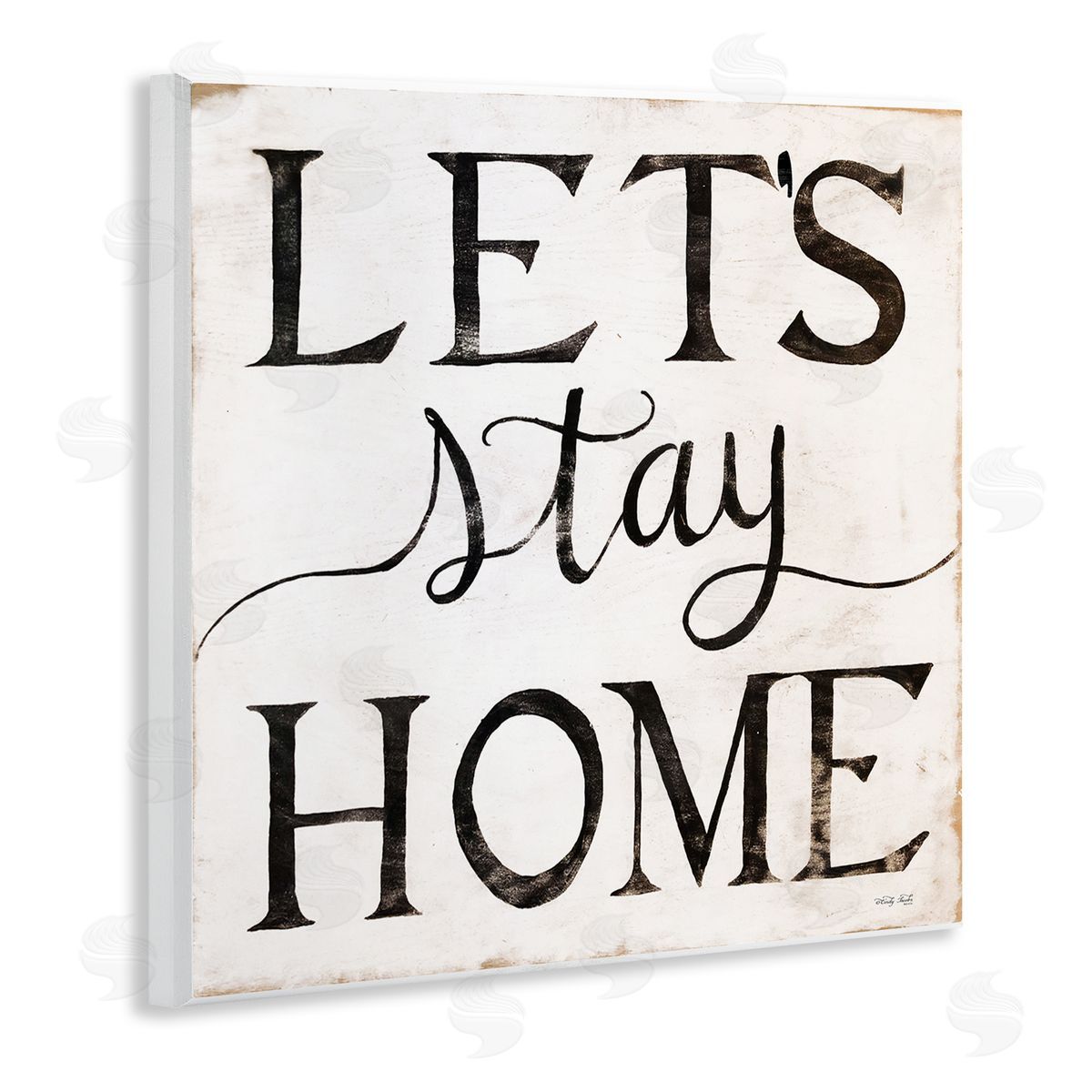 Vintage Let's Stay Home Wood Plaque Wall Art, Home Decor by Cindy Jacobs