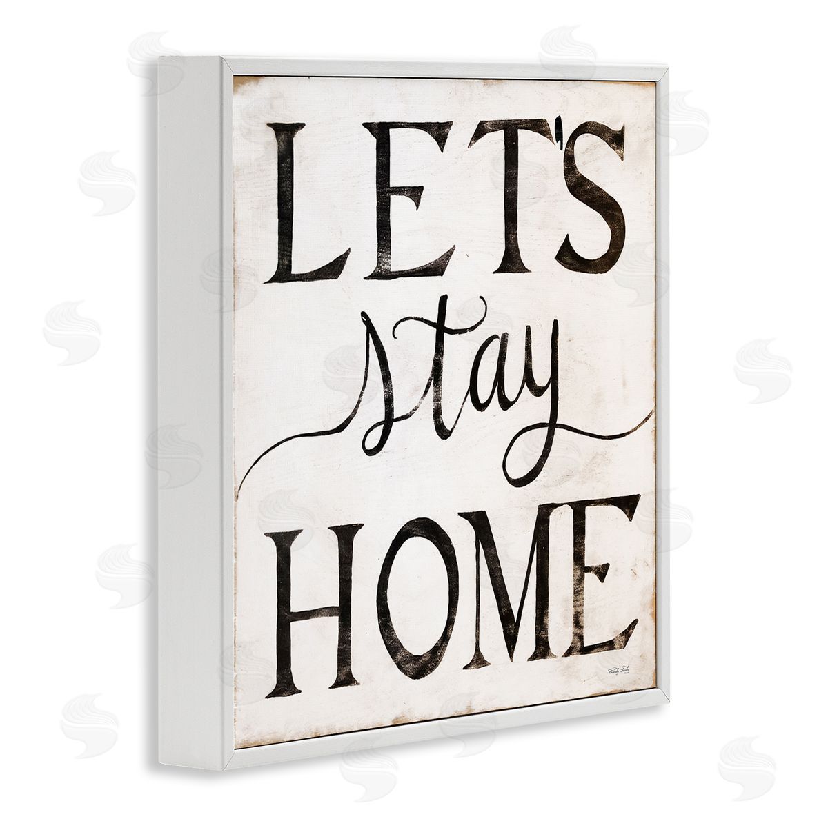 Vintage Let's Stay Home White Frame Print Wall Art, Home Decor by Cindy Jacobs