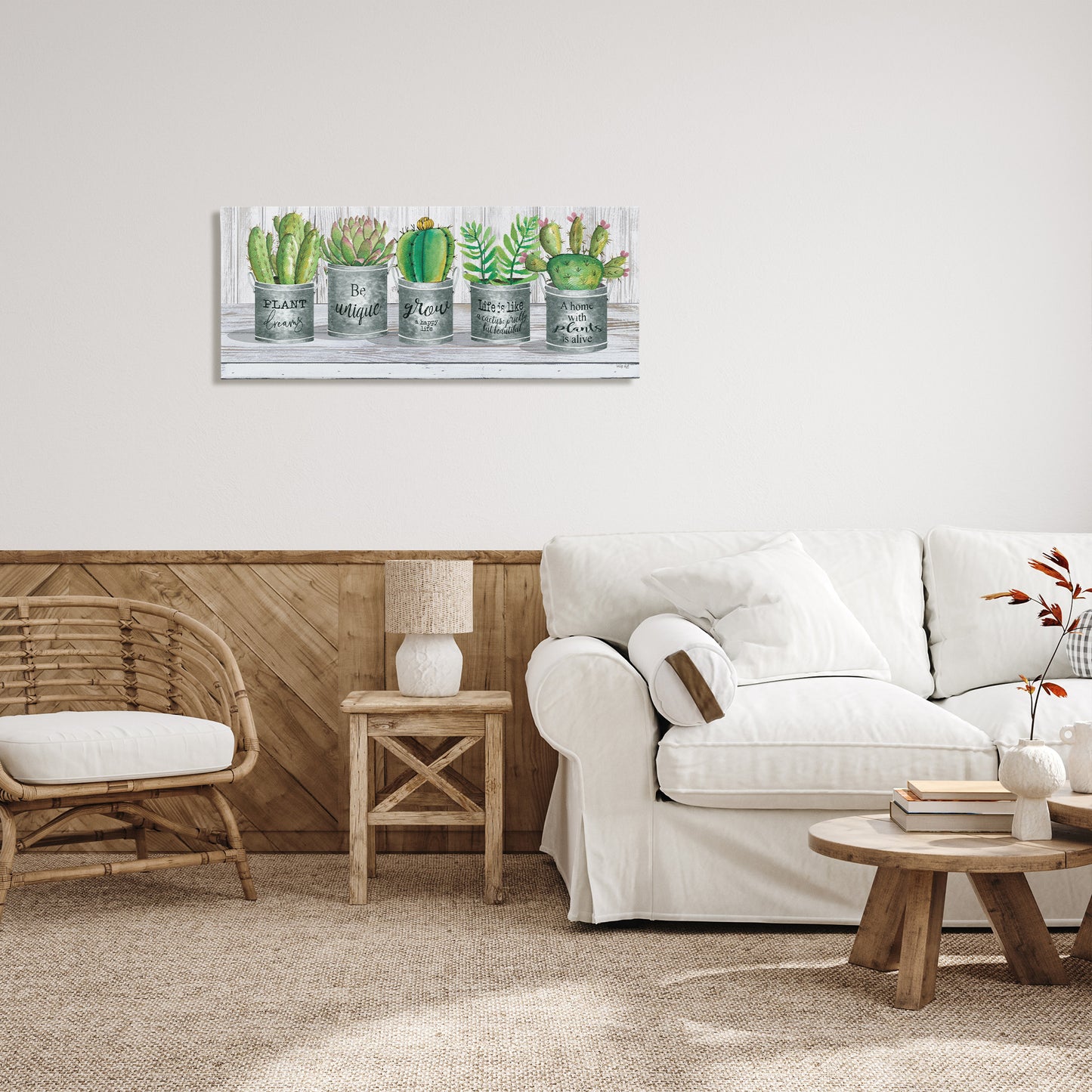 Succulents with Plant Life Puns Canvas Wall Art in Room, Home Decor by Cindy Jacobs