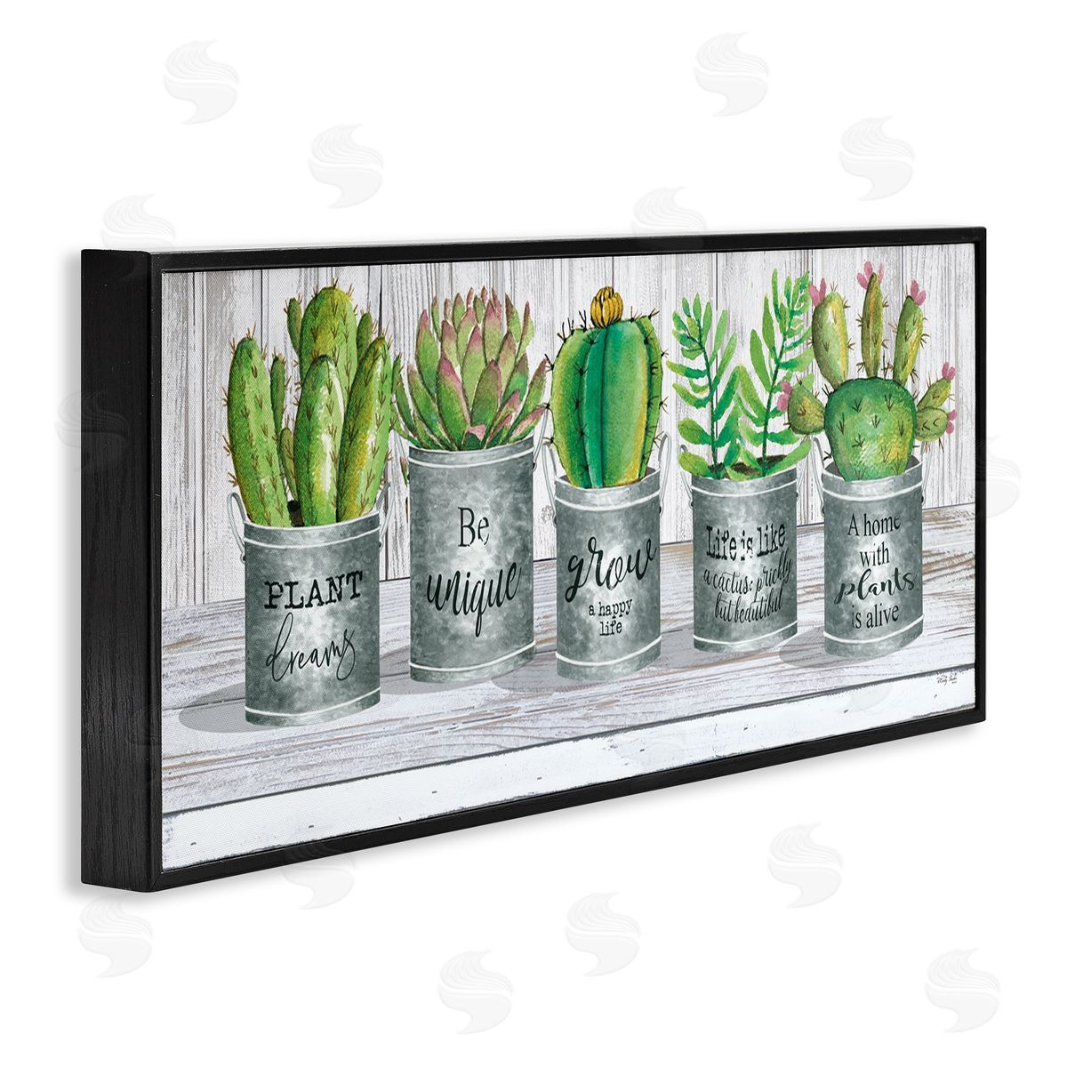 Succulents with Plant Life Puns Black Frame Print Wall Art, Home Decor by Cindy Jacobs