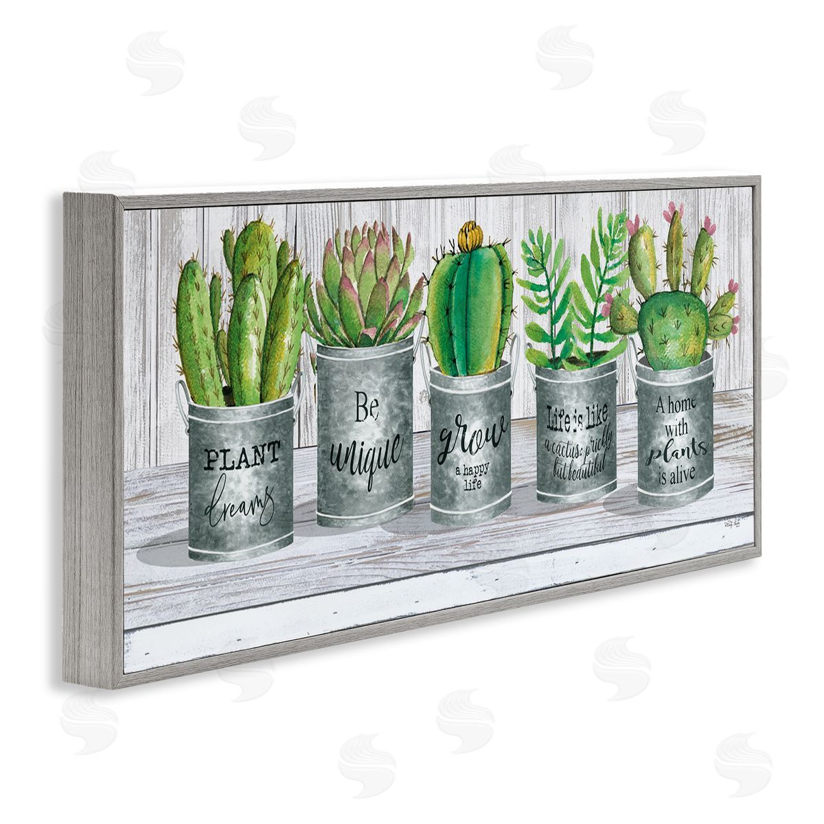 Succulents with Plant Life Puns Grey Frame Print Wall Art, Home Decor by Cindy Jacobs