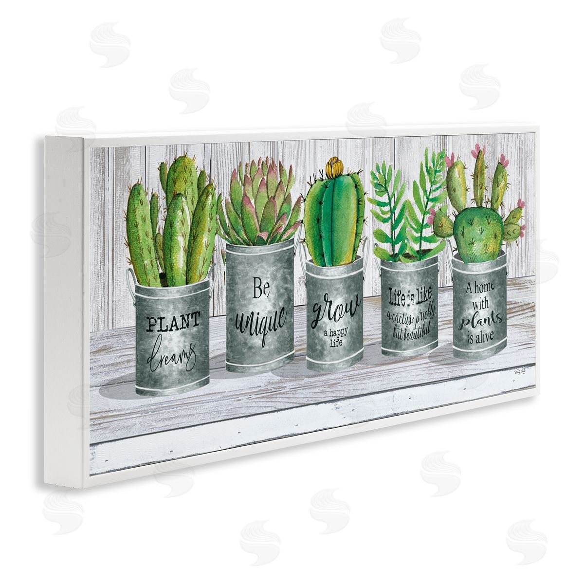 Succulents with Plant Life Puns White Frame Print Wall Art, Home Decor by Cindy Jacobs
