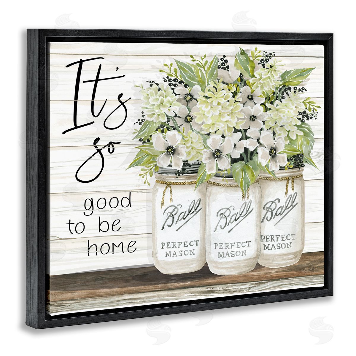 Charming Phrase Floral Bouquet Black Floating Frame Canvas Wall Art, Home Decor by Cindy Jacobs