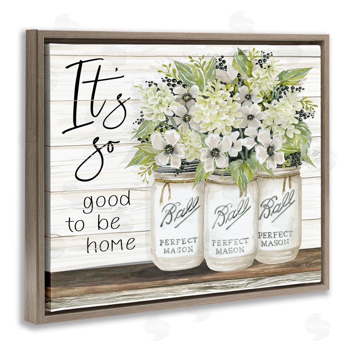 Charming Phrase Floral Bouquet Brown Floating Frame Canvas Wall Art, Home Decor by Cindy Jacobs