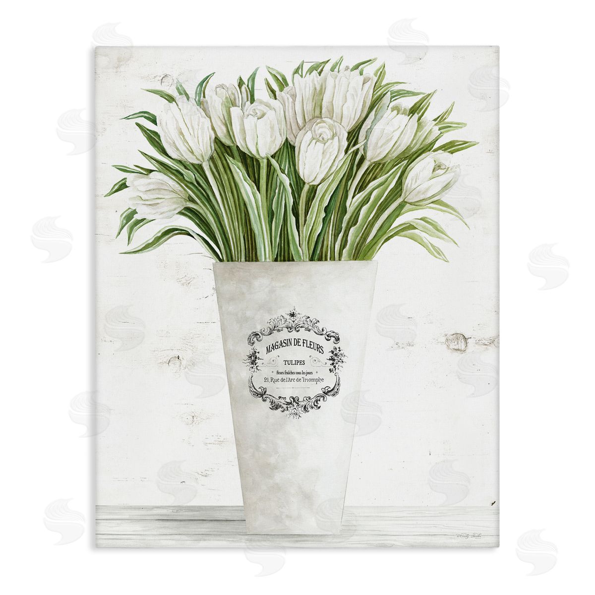 Tulip Bouquet in Parisian Vase Canvas Wall Art, Home Decor by Cindy Jacobs