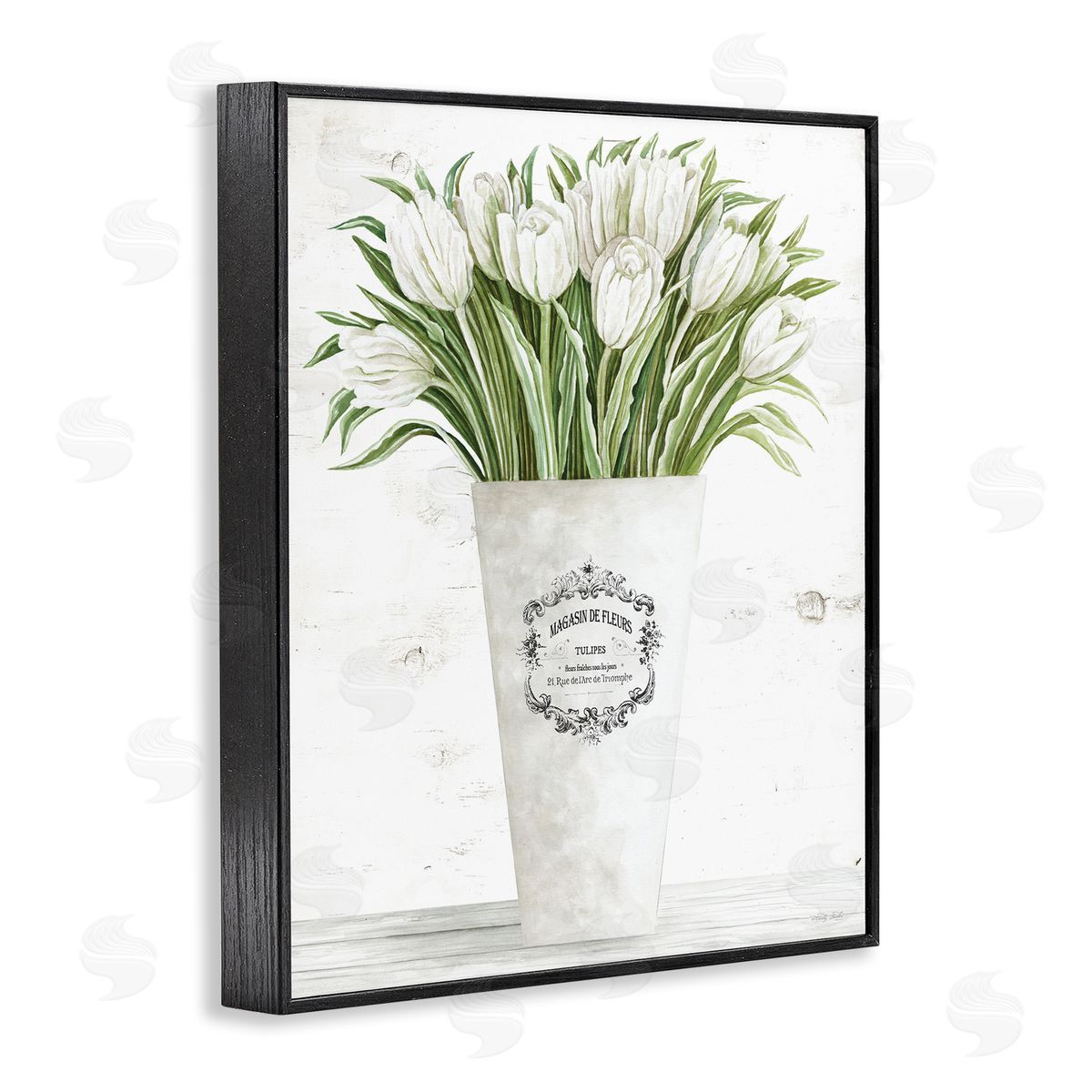 Tulip Bouquet in Parisian Vase Black Frame Print Wall Art, Home Decor by Cindy Jacobs