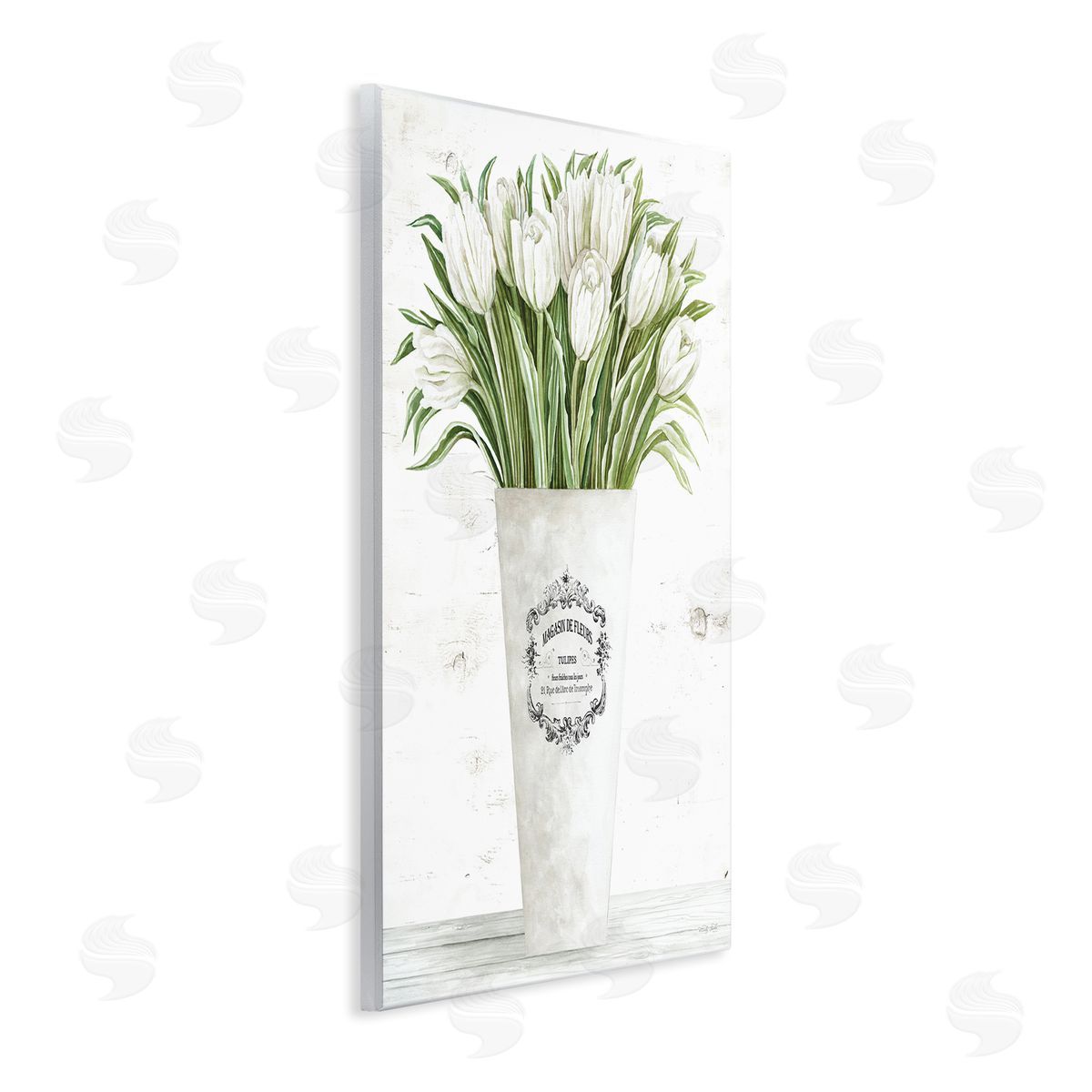 Tulip Bouquet in Parisian Vase Wood Plaque Wall Art, Home Decor by Cindy Jacobs