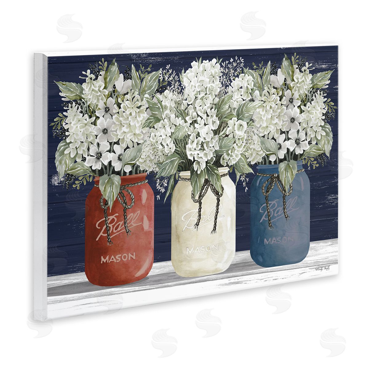 Americana Floral Bouquets Wood Plaque Wall Art, Home Decor by Cindy Jacobs