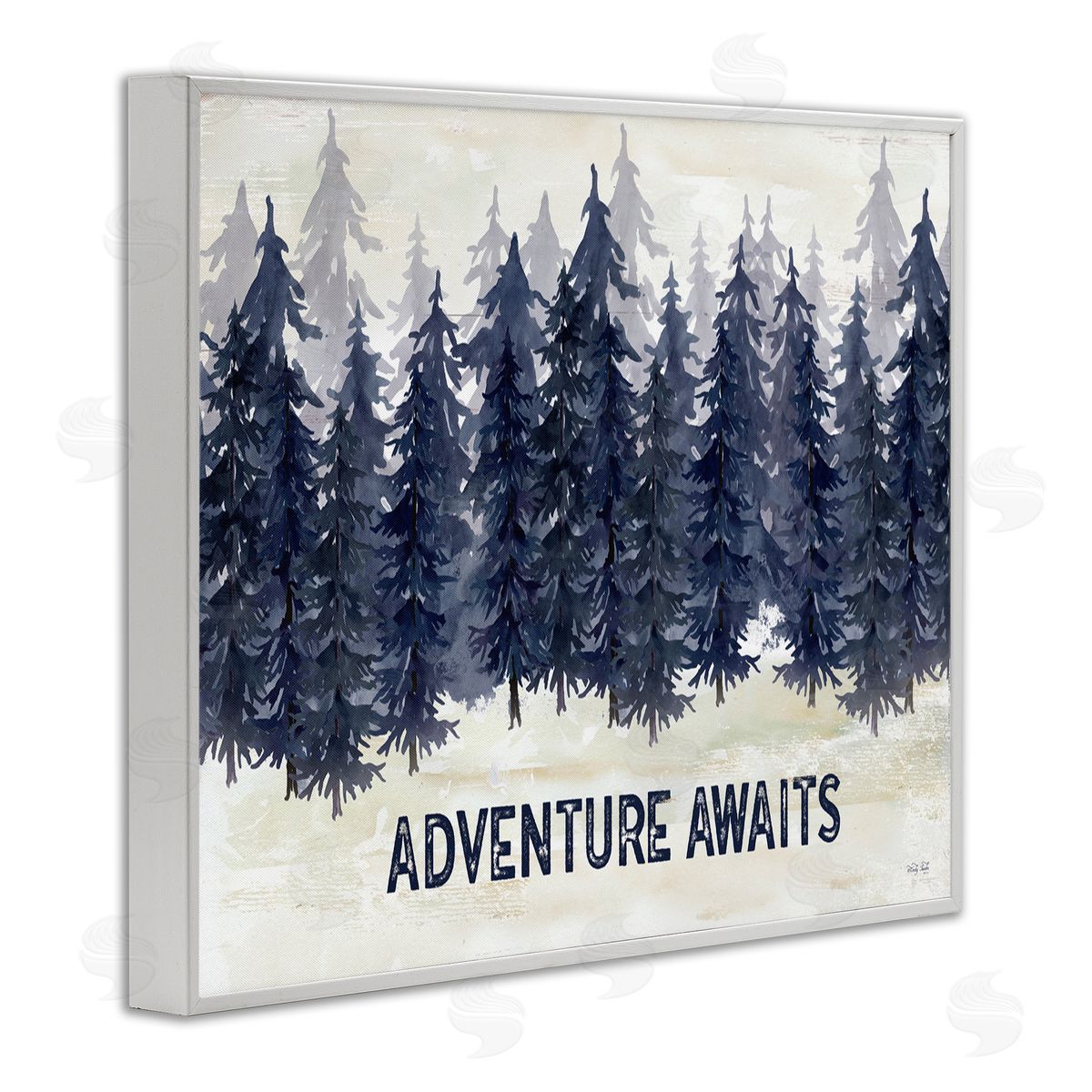 Adventure Awaits with Blue Forest White Frame Print Wall Art, Home Decor by Cindy Jacobs