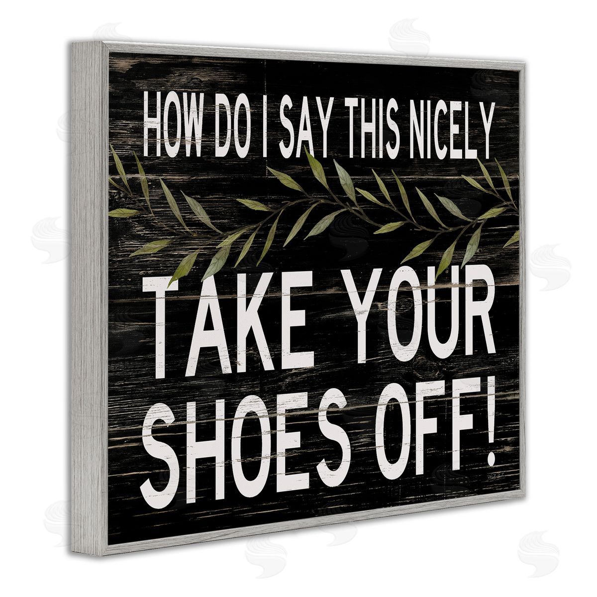 Funny Shoes Off Sign Grey Frame Print Wall Art, Home Decor by Cindy Jacobs