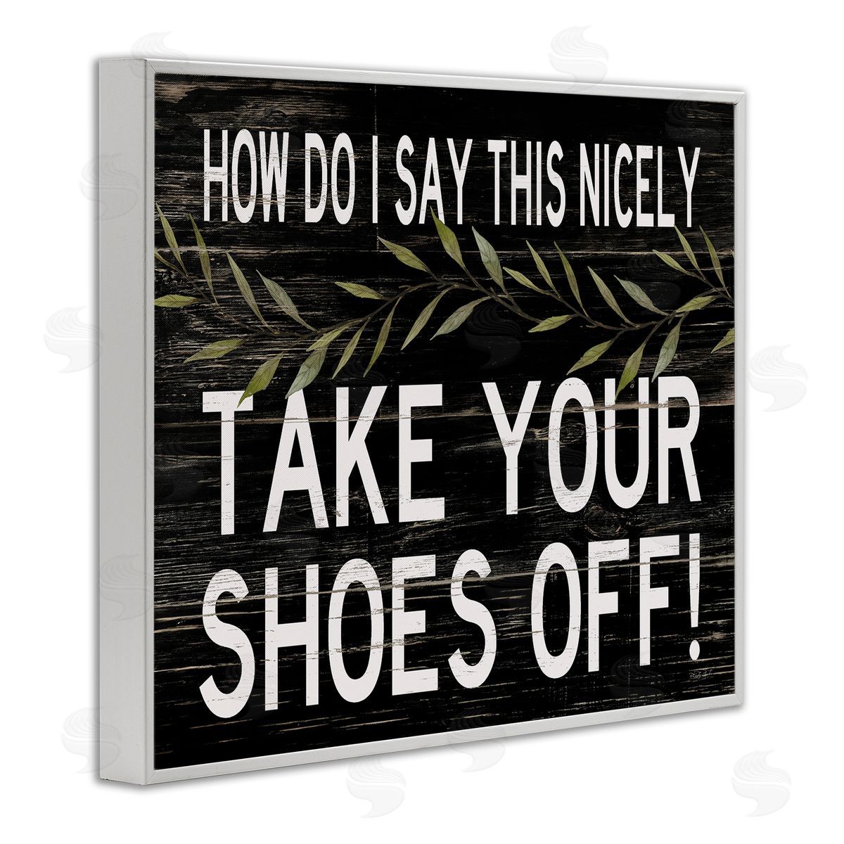 Funny Shoes Off Sign White Frame Print Wall Art, Home Decor by Cindy Jacobs
