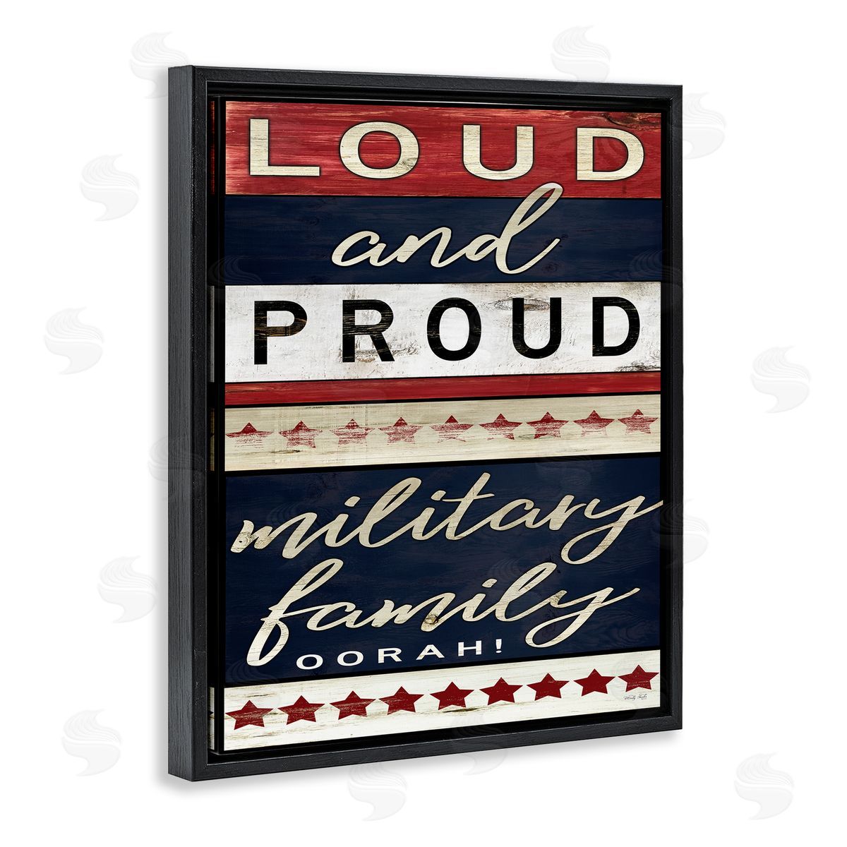 Military Family Loud and Proud Black Floating Frame Canvas Wall Art, Home Decor by Cindy Jacobs