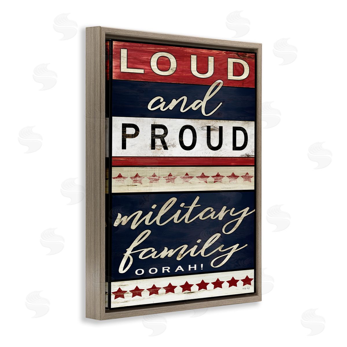 Military Family Loud and Proud Brown Floating Frame Canvas Wall Art, Home Decor by Cindy Jacobs
