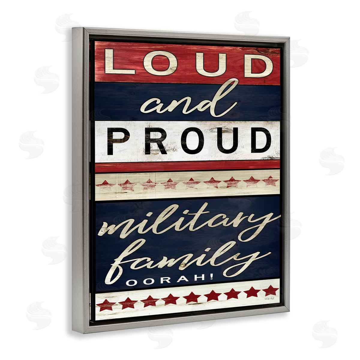 Military Family Loud and Proud Grey Floating Frame Canvas Wall Art, Home Decor by Cindy Jacobs
