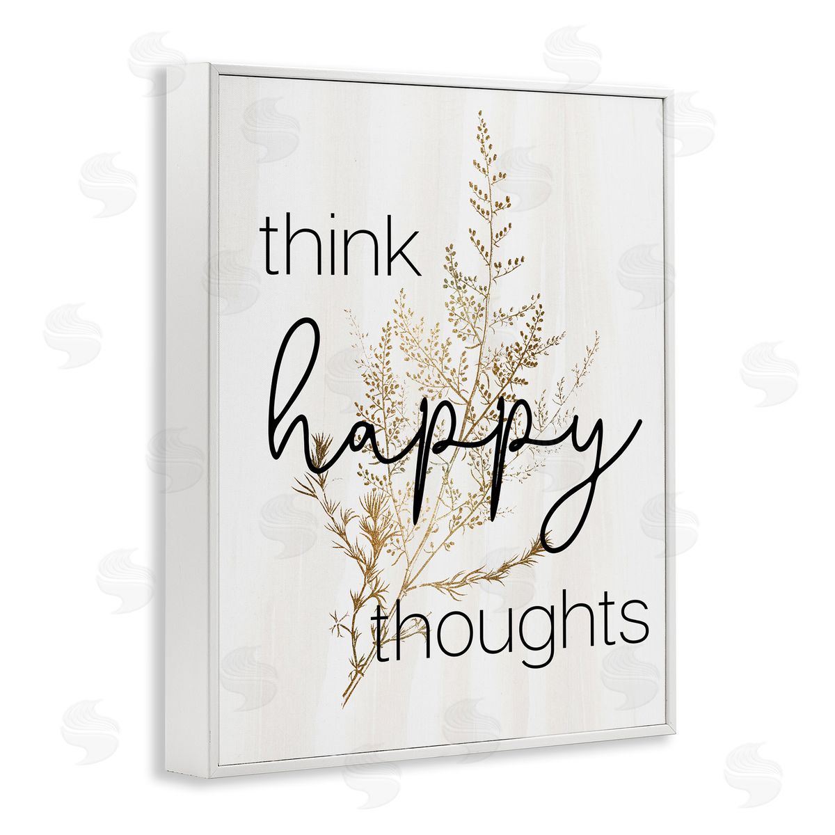 Think Happy Thoughts Botanical White Frame Print Wall Art, Home Decor by Stupell Studio
