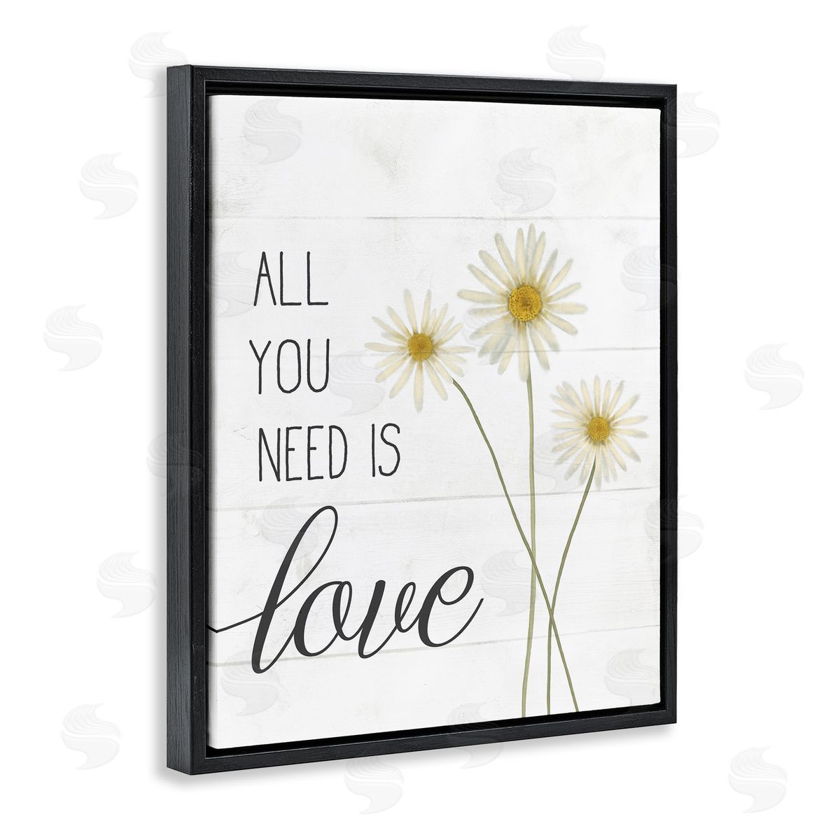 All You Need Is Love Daisy Black Floating Frame Canvas Wall Art, Home Decor by Stupell Studio