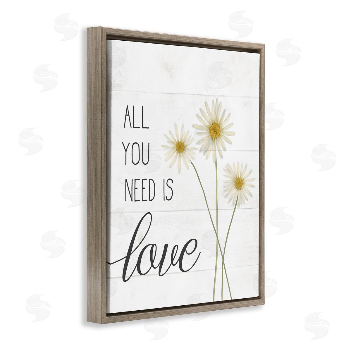 All You Need Is Love Daisy Brown Floating Frame Canvas Wall Art, Home Decor by Stupell Studio