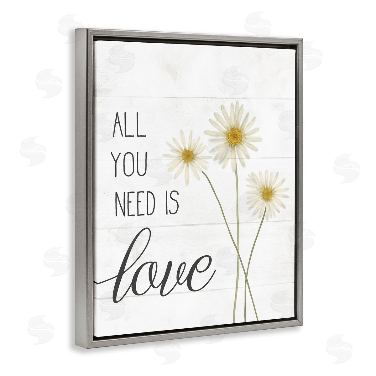 All You Need Is Love Daisy Grey Floating Frame Canvas Wall Art, Home Decor by Stupell Studio