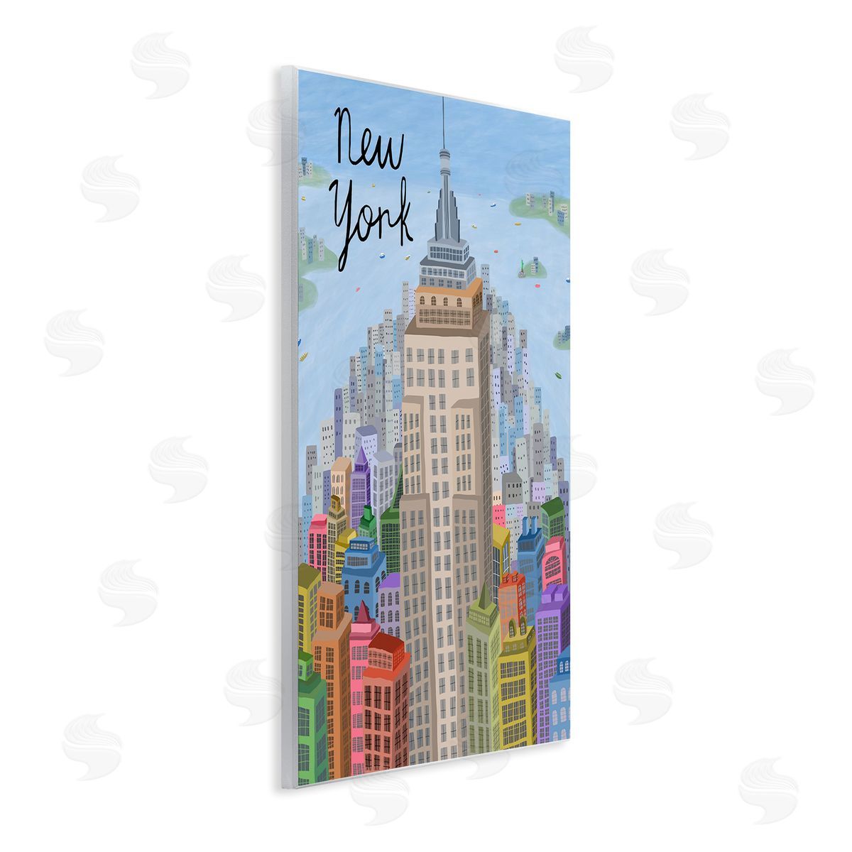 Colorful New York City Skyline Wood Plaque Wall Art, Home Decor by Carla Daly