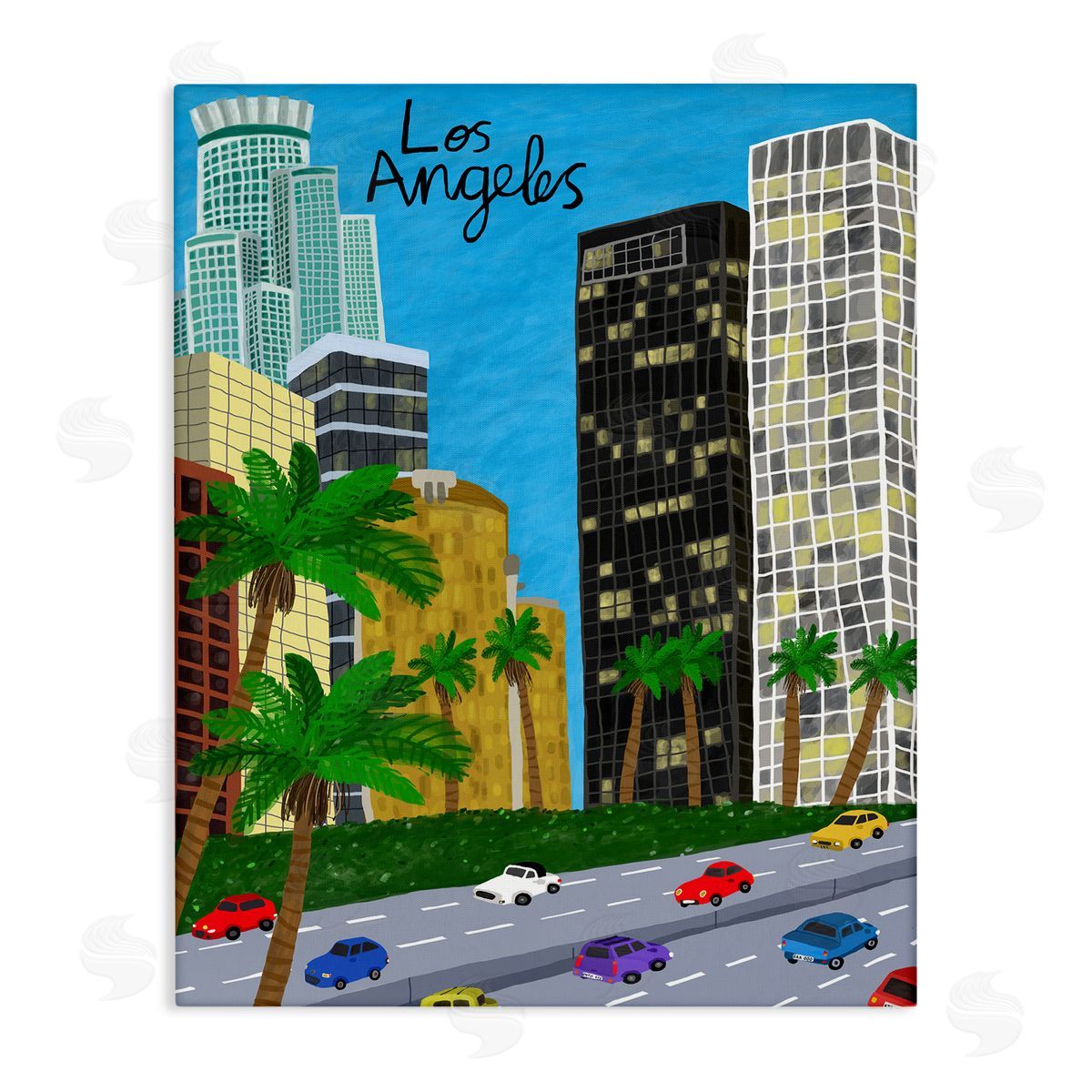 Colorful Los Angeles California Canvas Wall Art, Home Decor by Carla Daly