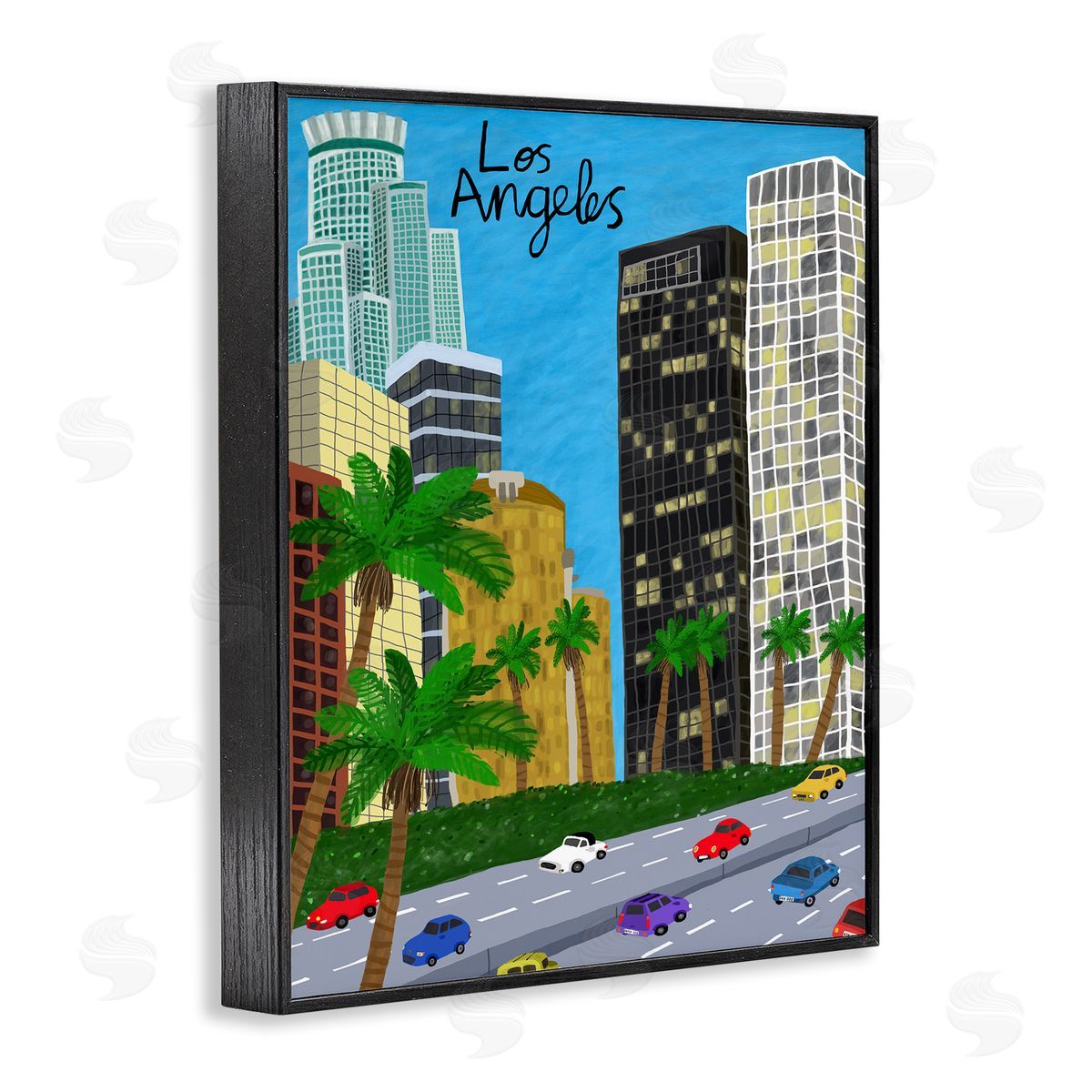 Colorful Los Angeles California Black Frame Print Wall Art, Home Decor by Carla Daly