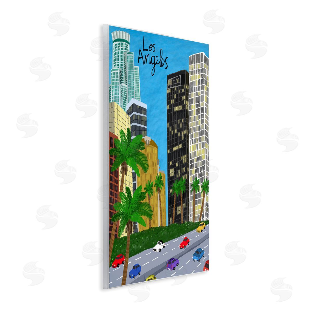 Colorful Los Angeles California Wood Plaque Wall Art, Home Decor by Carla Daly