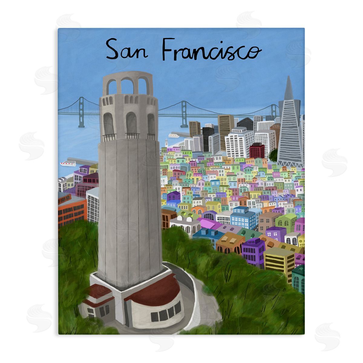 Colorful San Francisco California Canvas Wall Art, Home Decor by Carla Daly
