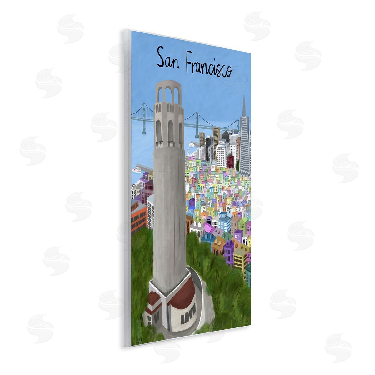 Colorful San Francisco California Wood Plaque Wall Art, Home Decor by Carla Daly