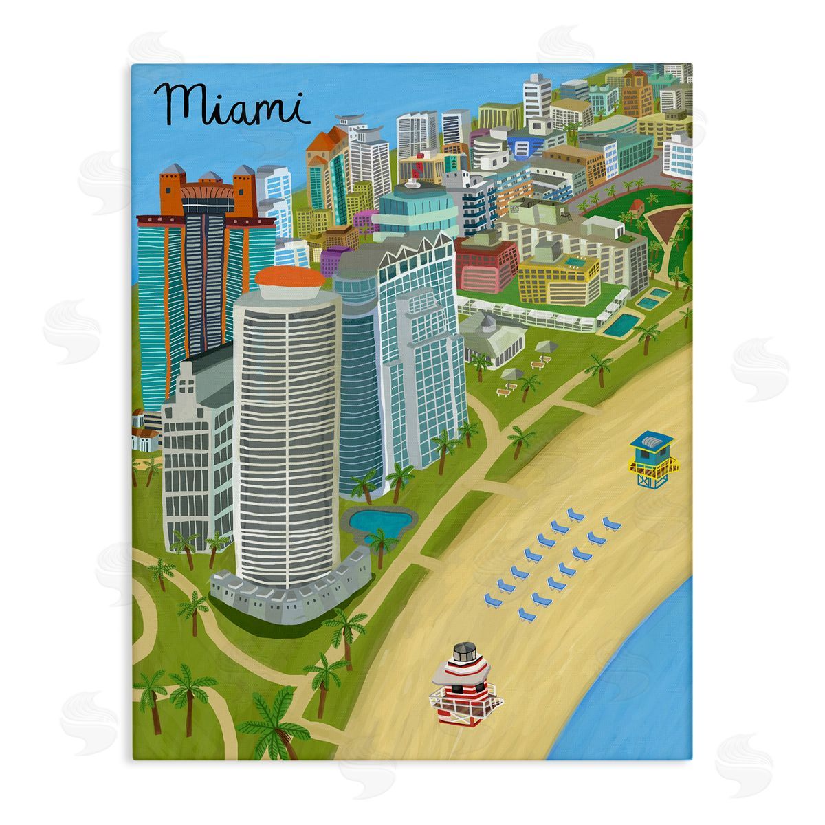 Colorful Miami Florida Beach Canvas Wall Art, Home Decor by Carla Daly