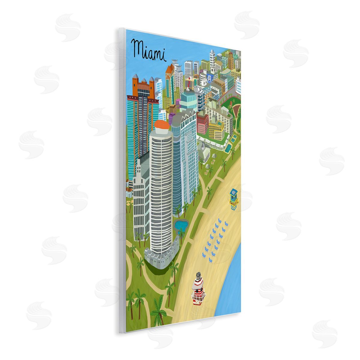 Colorful Miami Florida Beach Wood Plaque Wall Art, Home Decor by Carla Daly