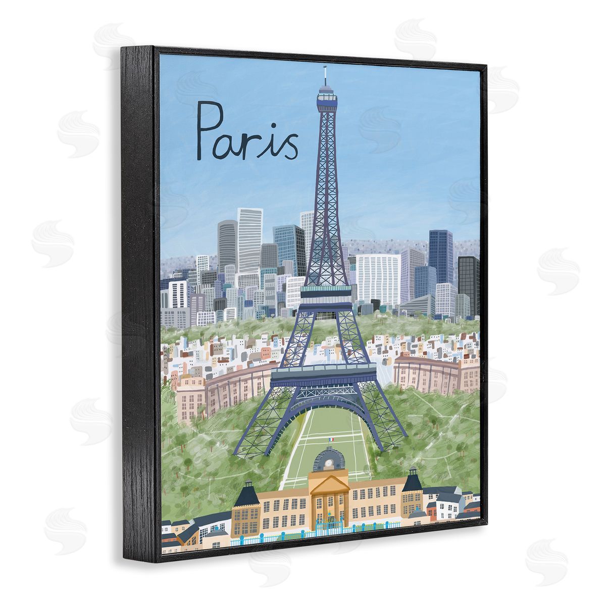 Colorful Paris France Landmarks Black Frame Print Wall Art, Home Decor by Carla Daly